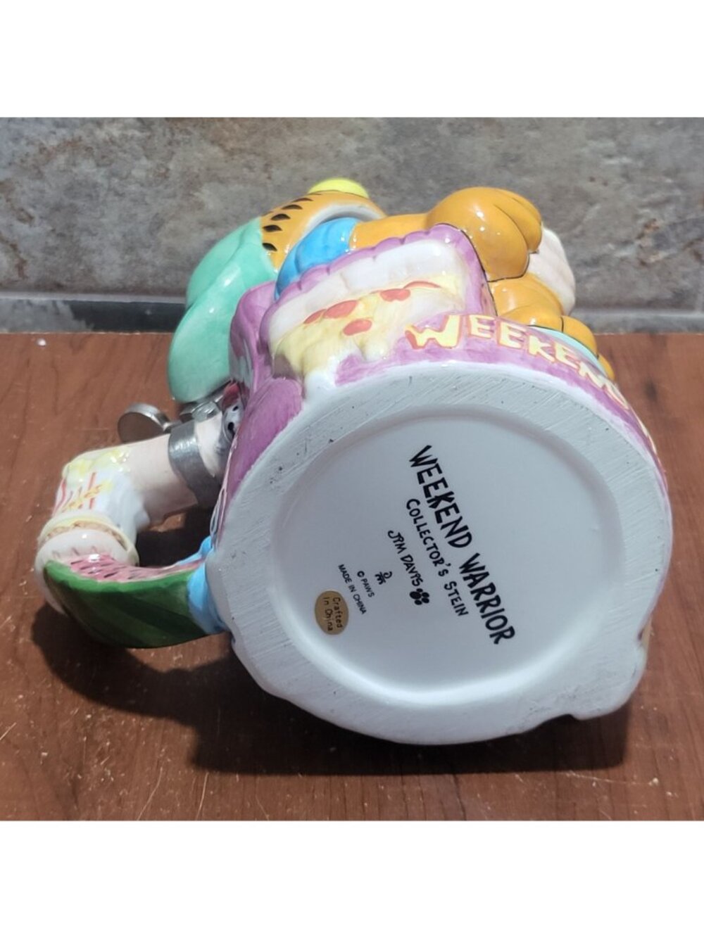 VTG Garfield Weekend Warrior Collectors Stein Danbury Mint  Jim Davis Paws 1993 - Picture 6 of 14